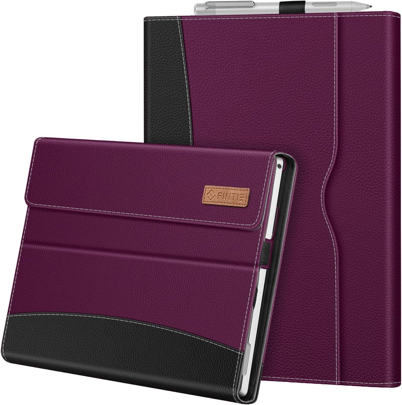 Case for 12.3 Inch Microsoft Surface Pro 7 Plus, Surface Pro 7/6/5/4/3 - Portfolio Business Cover with Pocket, Compatible with Type Cover Keyboard, Purple